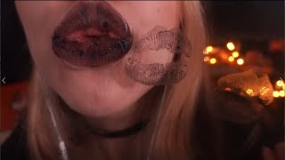 ASMR KISSING YOUR SCREEN BLACK LIPSTICK EDITION [upl. by Zebapda]