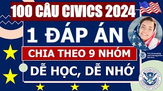 HỌC NHANH 100 Câu Hỏi Công Dân THEO NHÓM Cho Phỏng Vấn Quốc Tịch Mỹ 2024 [upl. by Lyndes]