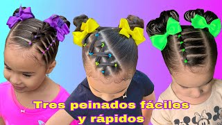 3 INCREÍBLES PEINADOS FÁCILES BONITOS Y RÁPIDOS PARA NIÑASPEINADOS PARA BEBÉS [upl. by Chari314]