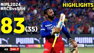 RCB vs SRH 30th Match IPL 2024 Highlights  dinesh karthik batting today 8335 video [upl. by Gabbert]