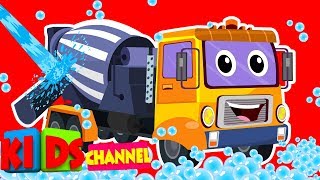 Cement Mixer Truck  Kids channel  car wash songs for children  cartoon construction vehicles [upl. by Ecaj]