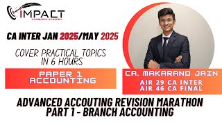 Adv Accounts Revision Part 1  Branch  Covers all adjustments  CA Makarand Jain [upl. by Cristi]