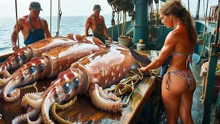 Giant Squid Fishing Journey and Discovering the Secret of Processing Fresh Giant Squid in Japan [upl. by Brena]