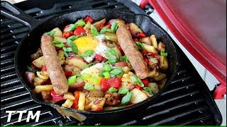 Sausage Breakfast on the Weber Q1200 Gas Grill [upl. by Kathi844]