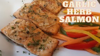 HOW TO COOK GARLIC HERB SALMON JAMAICAN STYLE  JUICY SALMON  GARLIC HERB BUTTER  SALMON [upl. by Rafferty]