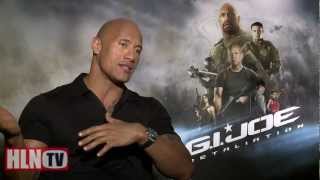 GI JOE RETALIATION interviews Dwayne The Rock Johnson [upl. by Enaffit]