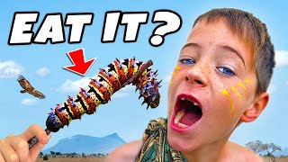 Kids eat GIANT WORMS on Wild Africa Safari Adventure [upl. by Zoes291]