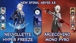 C0R1 Neuvillette Hyper Freeze amp C0R1 Arlecchino Mono Pyro  NEW Spiral Abyss 48  Genshin Impact [upl. by Erreid]