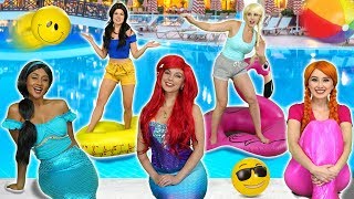 JASMINE’S POOL PARTY WITH ELSA AND ANNA ARIEL AND BELLE Totally TV [upl. by Solange812]