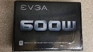 EVGA 600 W1 PSU Unboxing amp Overview  80 Plus White 600W Budget ATX PC Power Supply [upl. by Eniarda]