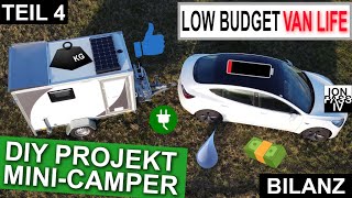 Projekt Mini Camper–FAZIT–T4  DIY VanLife im Kofferanhänger–der Low Budget Wohnwagen für das EAuto [upl. by Calondra752]