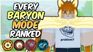 Every Baryon Mode RANKED From WORST To BEST  Shindo Life Bloodline Tier List [upl. by Arihk]