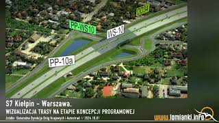 S7 Łomianki  Kiełpin  Warszawa wizualizacja źródło GDDKiA  wwwLOMIANKIINFO  20241001 [upl. by Marve]