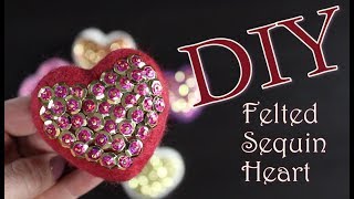 DIY Felted Sequin Heart  How To Make A Felted Heart With Sequins  untidyartist [upl. by Sucramrej]