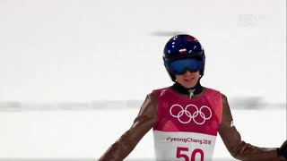 Kamil Stoch IO Pjongczang 2018 1 seria skocznia normalna [upl. by Nytsirk13]