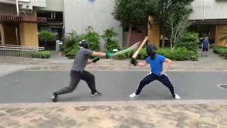 chinese broadsword vs katana sparring [upl. by Towny639]