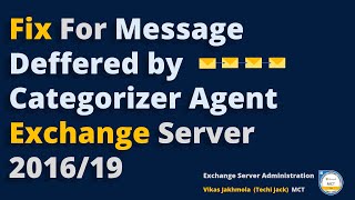 Message Deferred by Categorizer Agent Fixed  Techi Jack [upl. by Ahsined824]