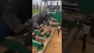 Milling two logs at once woodlandmills discoverthewoodland sawmill lumber [upl. by Chadwick855]