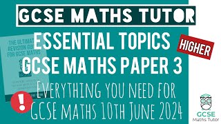 Predicted Topics You NEED for The GCSE Maths Exam Paper 3 Monday 10th June 2024  Higher  TGMT [upl. by Egoreg22]