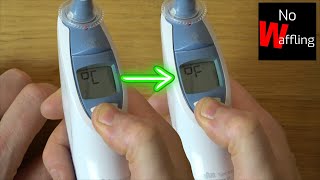 How to change from CELSIUS to FAHRENHEIT on OLD Braun Thermometer Thermoscan  Beginners guide [upl. by Dorolisa829]