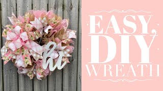 How to Make an Easy Mesh Wreath  Ruffled Wreath Tutorial  How to Make a Bow by Hand [upl. by Duaner]