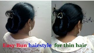 DIY Thin hair hairstyle for workparty easy bun hairstyle for thin hair [upl. by Nnairda913]