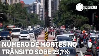 Número de mortes no trânsito aumenta 231 em São Paulo [upl. by Neirual]