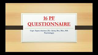 16 PF QUESTIONNAIRE [upl. by Aitsirhc]