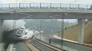 Spain Train Derailment Video 2013 Shocking Crash Kills At Least 77 Caught on Tape [upl. by Harifaz]