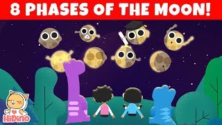 🌑🌒🌓🌔🌕🌖🌗🌘 The Phases Of The Moon  Learn The 8 Phases Of The Moon  HiDino Kids Songs [upl. by Delfeena]