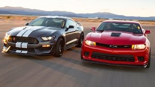 2016 Ford Mustang Shelby GT350R vs 2015 Chevrolet Camaro Z28  Head 2 Head Ep 71 [upl. by Carberry]