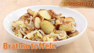 Rezept für knusprige Bratkartoffeln in der Pfanne  einfach zubereiten [upl. by Oznol]