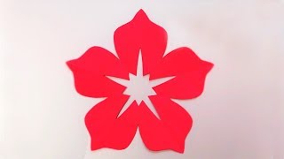 How to make 5 Petal Hand Cut Paper Flowers  Origami Flower  Easy Paper Crafts [upl. by Lourdes]