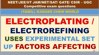 Tamil Electroplating Electrorefining Experimental set up application Factors affecting etc [upl. by Rafael]