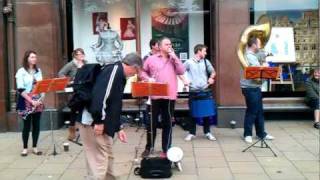 Band of Edinburgh Fringe Show quotThe Pirates of Penzancequot busking on Princes St [upl. by Valerie892]