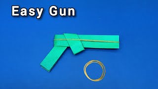 Origami fast gun  How to make paper gun easy  The paper gun throws rubber band [upl. by Dranyer]