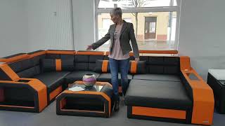 Sofa Dreams Showroom Sofa Wohnlandschaft Arezzo in schwarz orange [upl. by Ainud76]