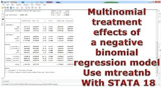 Multinomial treatment effects of a negative binomial regression model Use mtreatnb With STATA 18 [upl. by Eidissac]