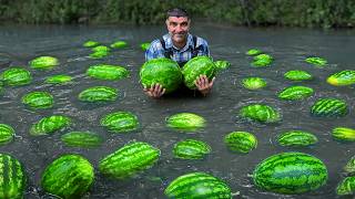 Best Recipe for Summer Making Fresh Country Watermelon Juice Happy Life Far from Civilization [upl. by Atilef]