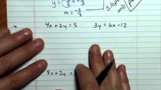 Section 74 Determine whether lines are parallel perpendicular or neither from equations [upl. by Llehcsreh]