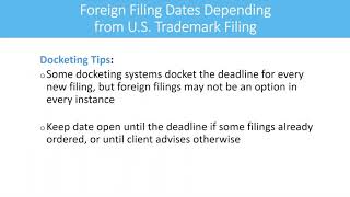 Docketing Excellence™ Webinar 25 How Docketing Fits With Your International TM Filing Strategies [upl. by Kerril812]