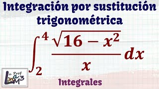 Integral por sustitución trigonométrica  Ejemplo 2  La Prof Lina M3 [upl. by Lajib]