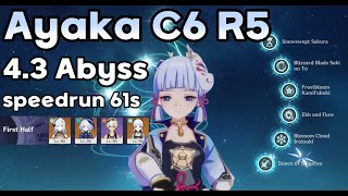 Ayaka C6 R5 43 Spiral Abyss Speedrun 61s [upl. by Sewoll]