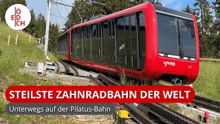 Mit einzigartigen und nagelneuen Zügen die steilste Zahnradbahn der Welt hinauf Die PilatusBahn [upl. by Edvard477]