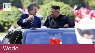 Pyongyang residents welcome South Koreas Moon Jaein [upl. by Khalid]