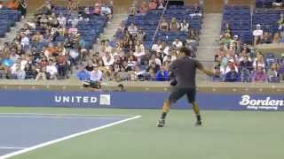 Roger Federer Perfection  Forehand and Backhand Slice and Topspin from Front Row at US Open 2011 [upl. by Stander39]