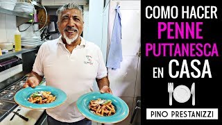 ¿Cómo hacer PENNE alla PUTTANESCA en casa  Pino Prestanizzi [upl. by Lancey595]