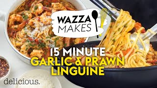 15 Minute Garlic amp Prawn Linguine Pasta Recipe  delicious Australia [upl. by Lonna]