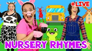 🔴 Nursery Rhymes  Old MacDonald Wheels on the Bus Five Speckled Frogs  247 Livestream [upl. by Elleiad]