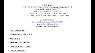 September 26th 2024 Regular Board Meeting  Grand Traverse County Road Commission [upl. by Enitsyrhc]